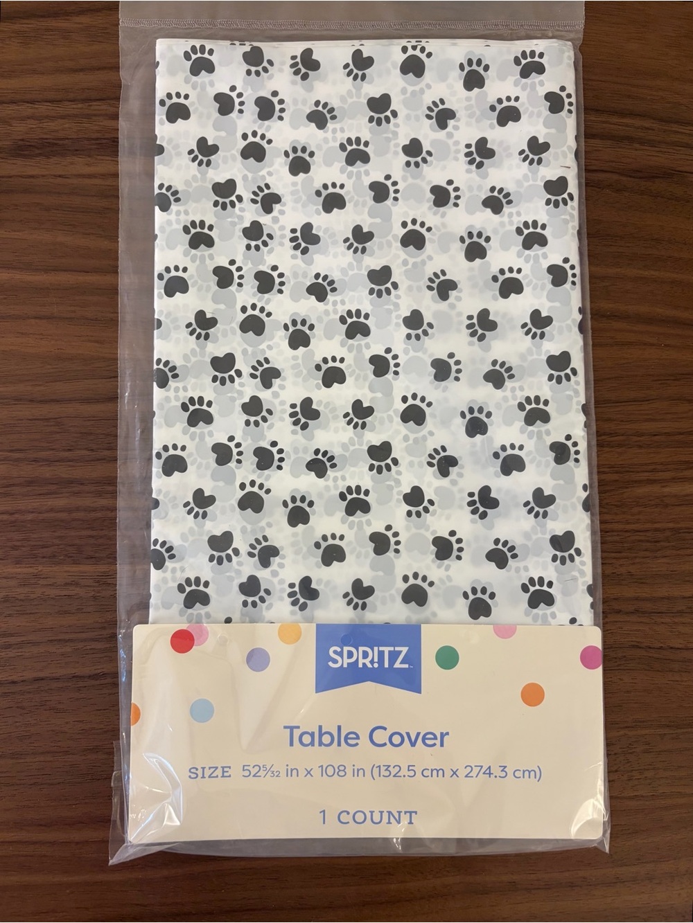 Spritz Paw Print Table Cover 52” x 108” Dog/Pet Party Decor